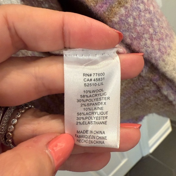 SALTWATER LUXE charli sweater cardigan in lilac purple plaid small - Picture 8 of 8